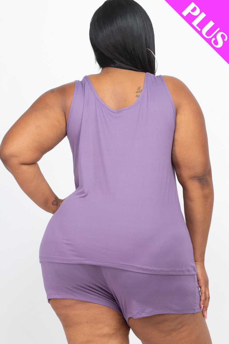 Plus Comfy Tank Top & Shorts Set (CAPELLA)