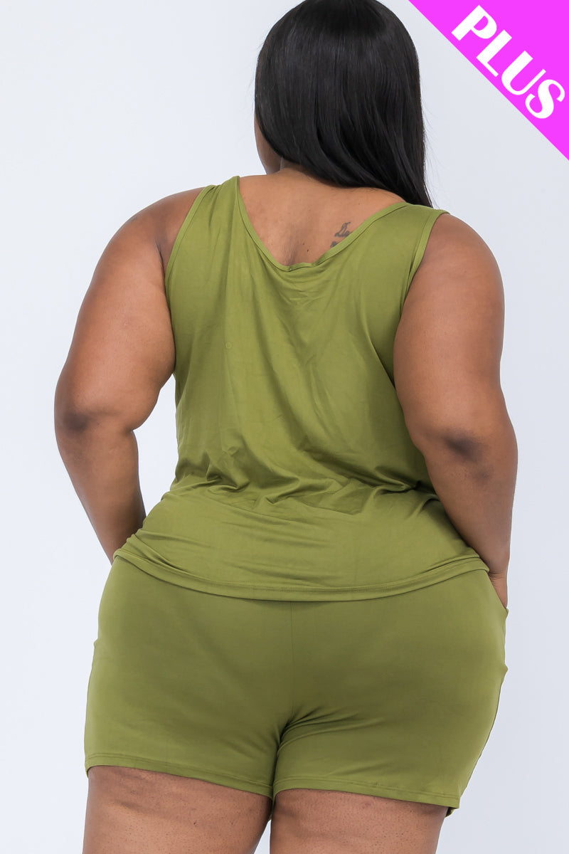 Plus Comfy Tank Top & Shorts Set (CAPELLA)
