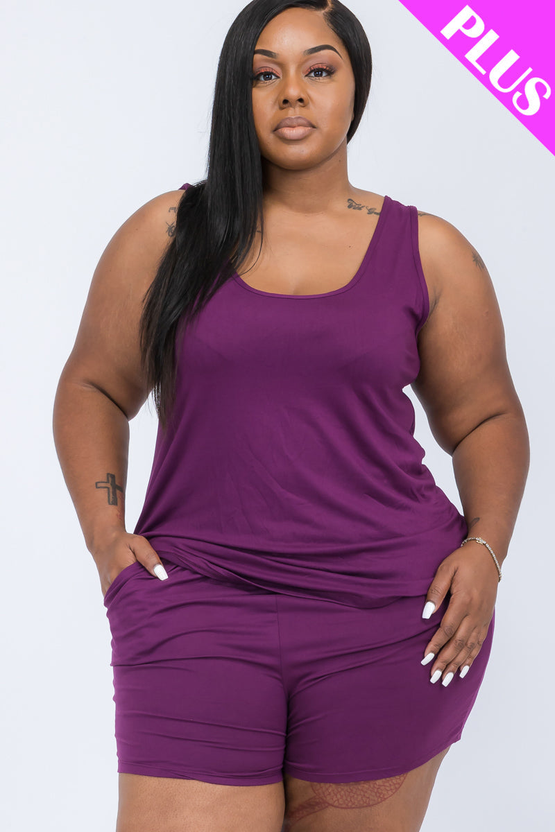 Plus Comfy Tank Top & Shorts Set (CAPELLA)