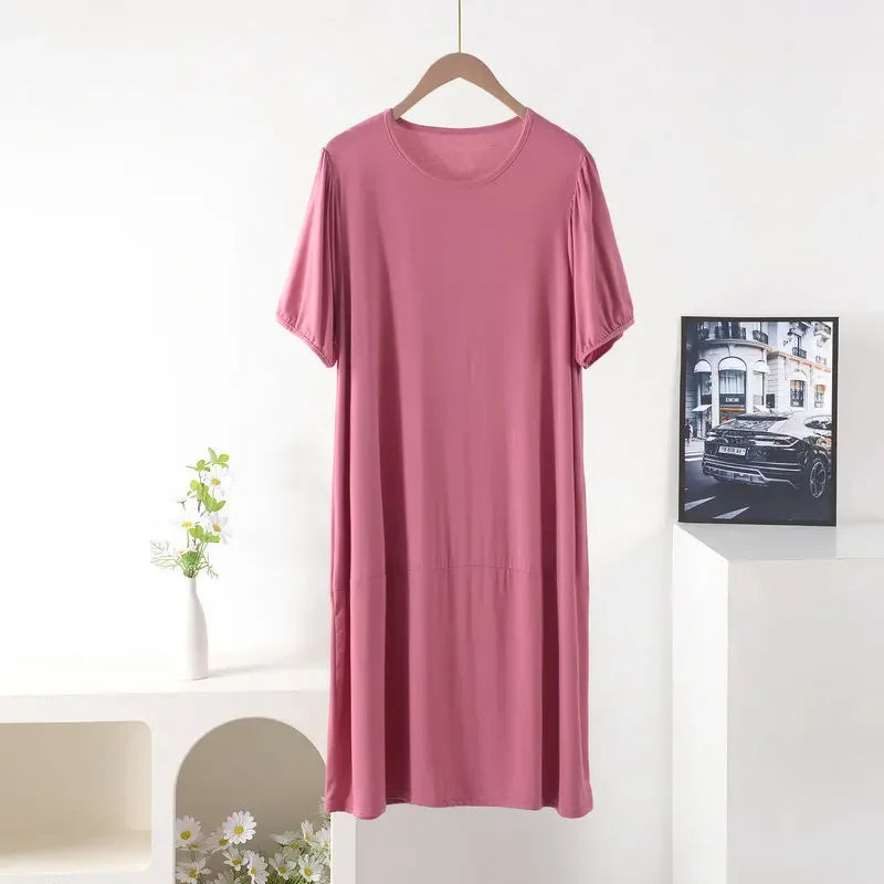 Plus size Summer women's Loose dress short sleeves solid color XL to 8XL dresses