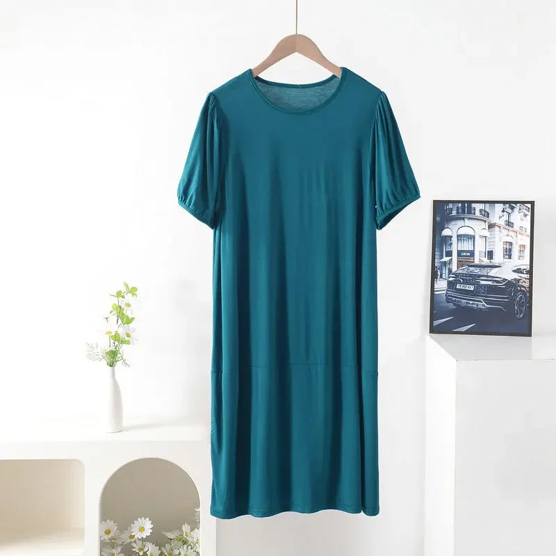 Plus size Summer women's Loose dress short sleeves solid color XL to 8XL dresses