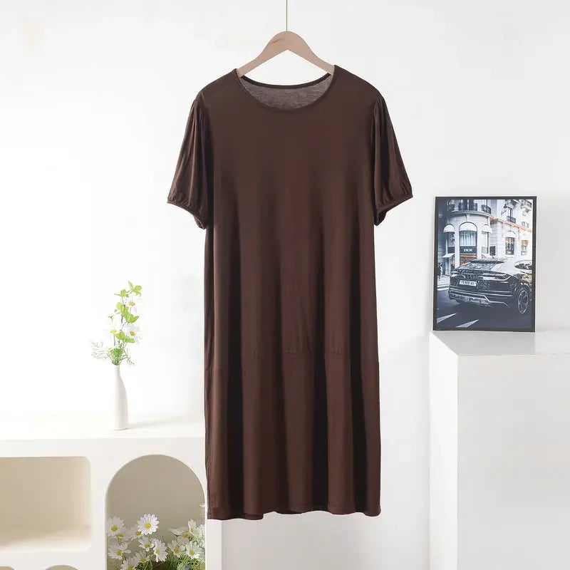Plus size Summer women's Loose dress short sleeves solid color XL to 8XL dresses