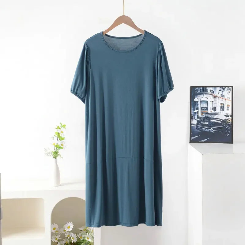 Plus size Summer women's Loose dress short sleeves solid color XL to 8XL dresses