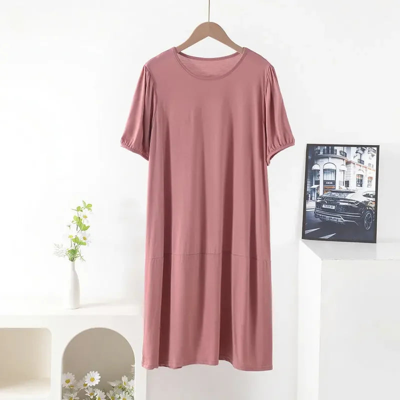 Plus size Summer women's Loose dress short sleeves solid color XL to 8XL dresses