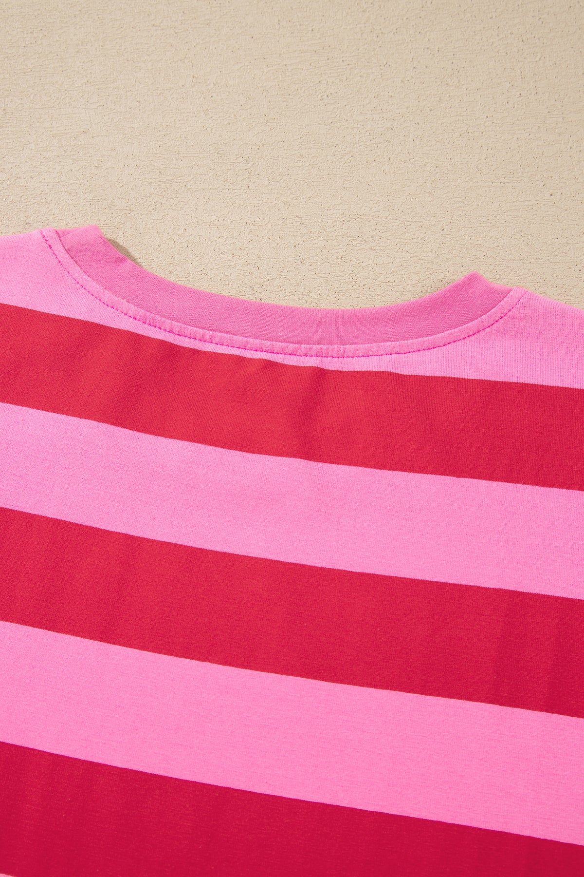 Orange Stripe Cuffed Short Sleeve Pocketed Casual T Shirt Long Dress