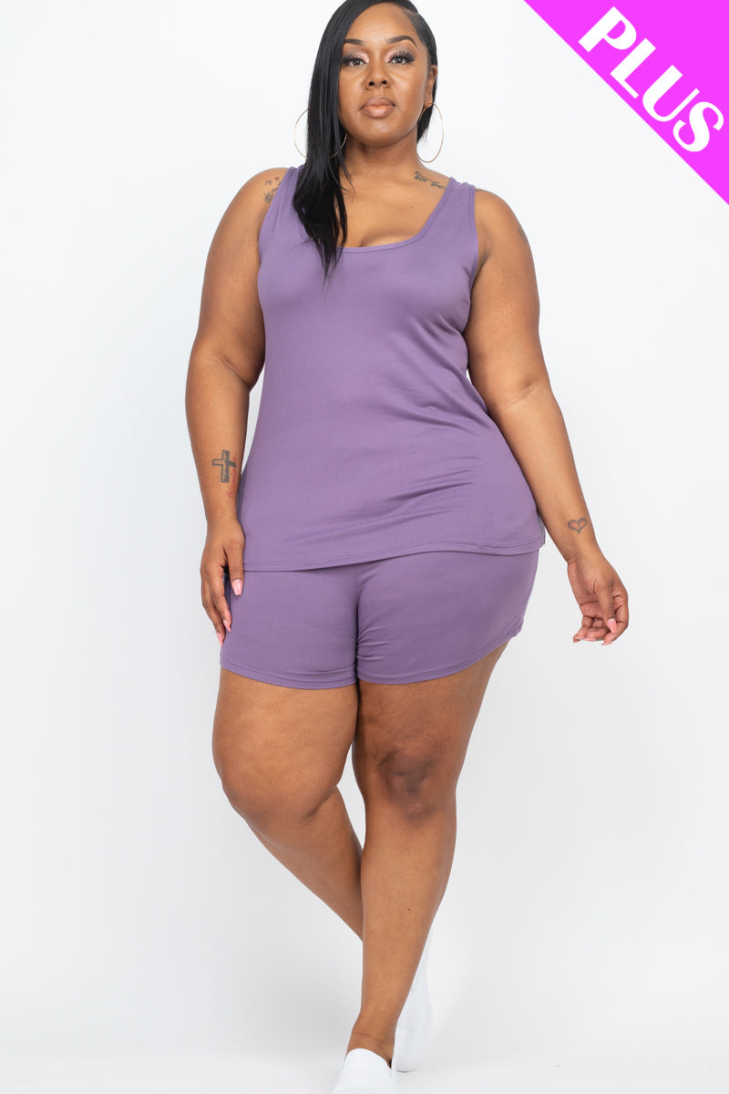 Plus Comfy Tank Top & Shorts Set (CAPELLA)