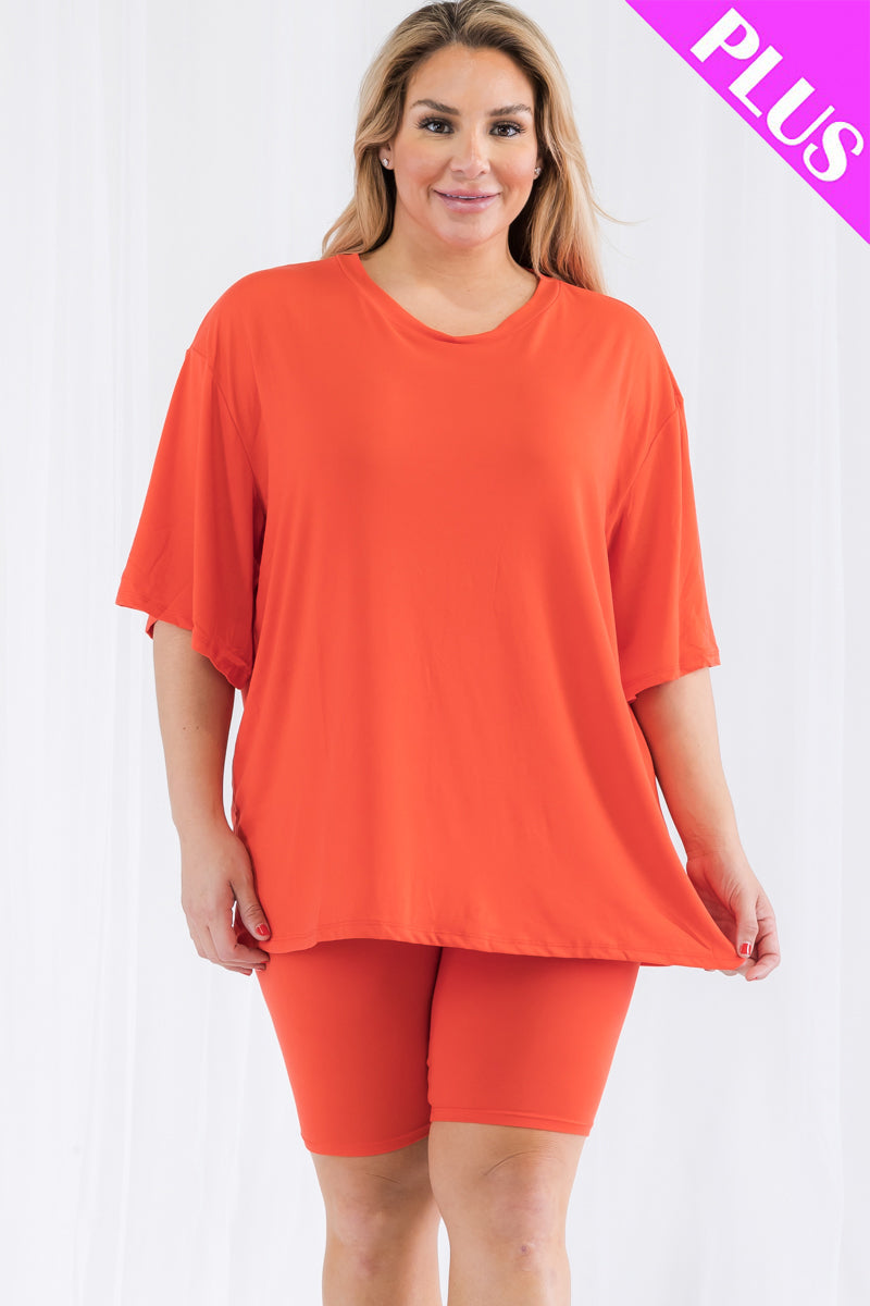 Plus Size Loose Fit Top&Biker Shorts Set (CAPELLA)